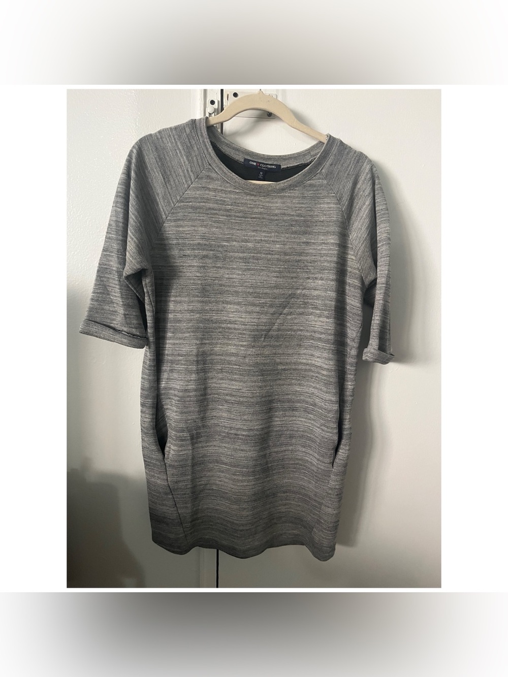 One Clothing gray heathered t-shirt dress with pockets, size S